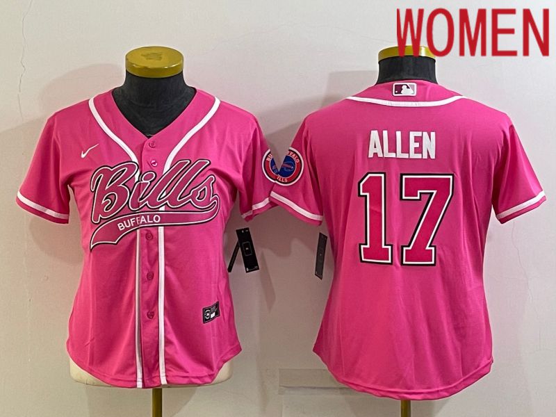 Women Buffalo Bills #17 Allen Pink 2022 Nike Co branded NFL Jerseys->women nfl jersey->Women Jersey
